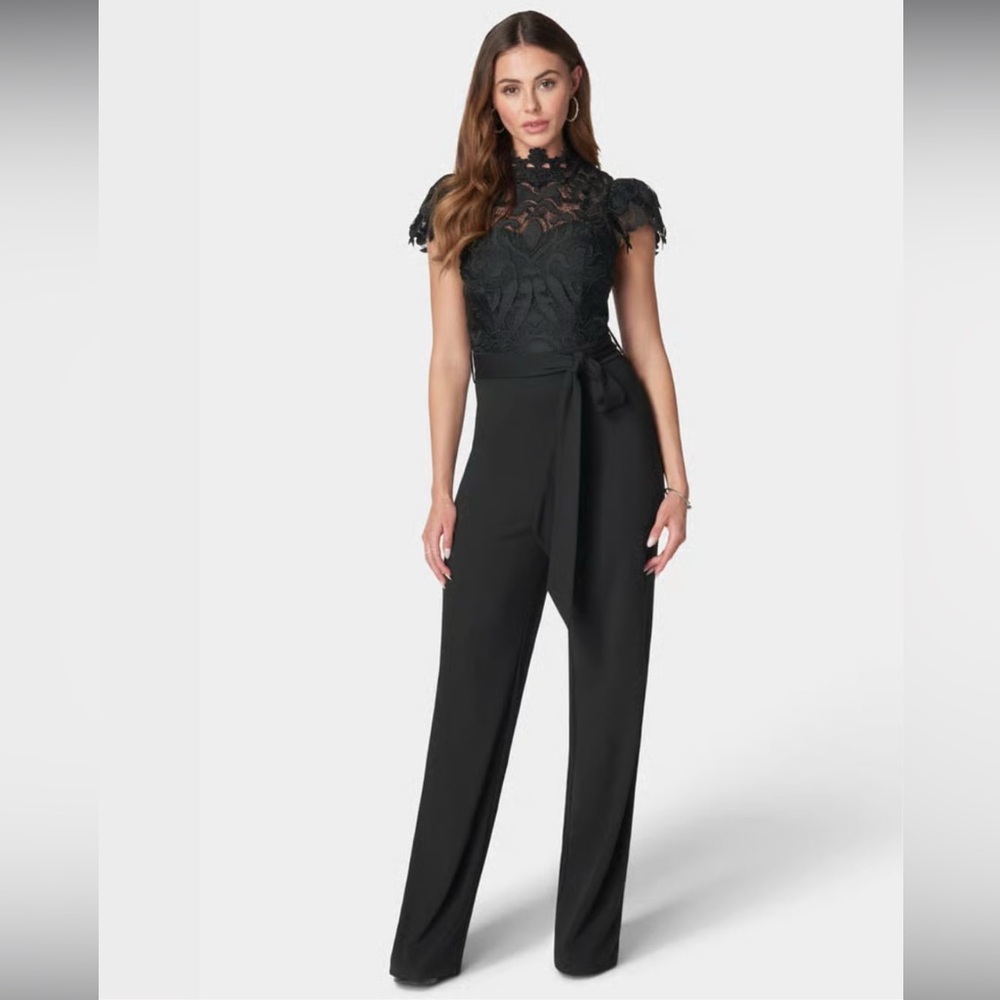 Black Lace Jumpsuit Bebe